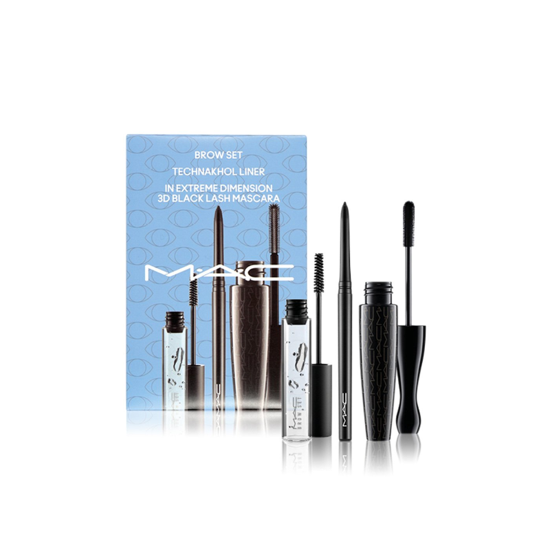 MAC Cosmetics Set Ojos Black 3 Productos In Extreme Dimension 3D Black Mascara, Technakhol Liner y Brow Set